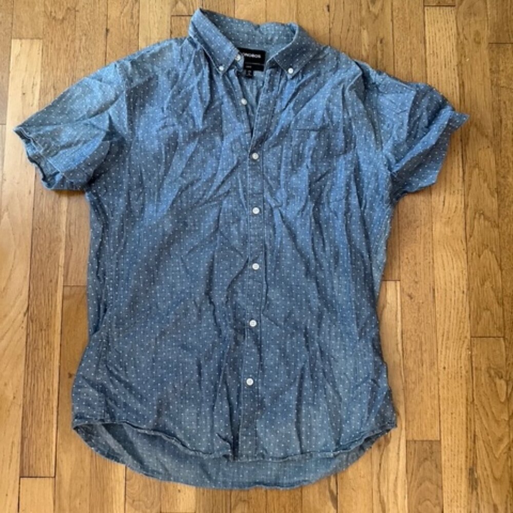 Bonobos Men's Chambray Polka Dot Slim Fit Long XL